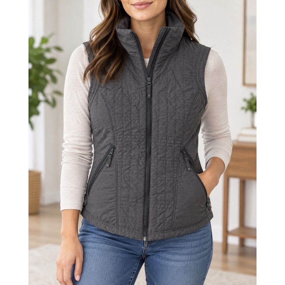 Columbia Gray Quilted Full Zip Vest Women’s Medium